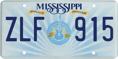 MS license plate ZLF915