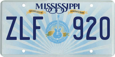 MS license plate ZLF920