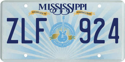 MS license plate ZLF924