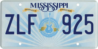MS license plate ZLF925