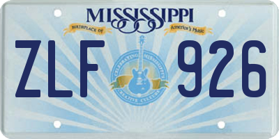MS license plate ZLF926