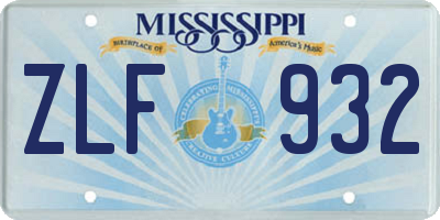 MS license plate ZLF932