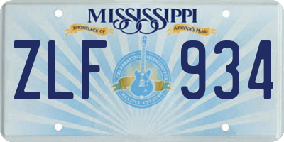 MS license plate ZLF934