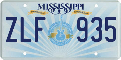 MS license plate ZLF935