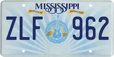 MS license plate ZLF962