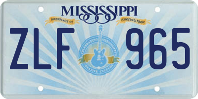 MS license plate ZLF965