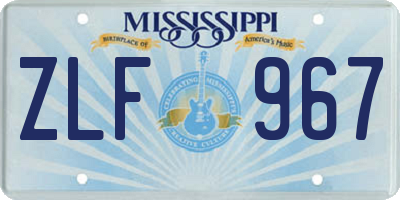 MS license plate ZLF967