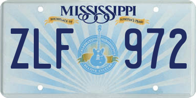 MS license plate ZLF972