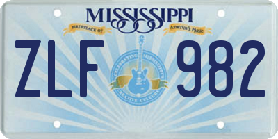 MS license plate ZLF982