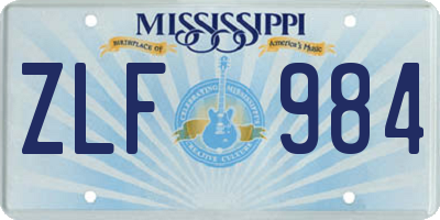 MS license plate ZLF984