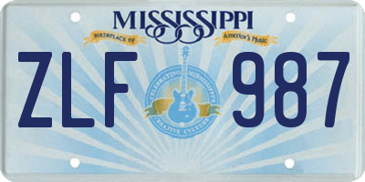 MS license plate ZLF987
