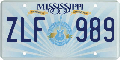 MS license plate ZLF989