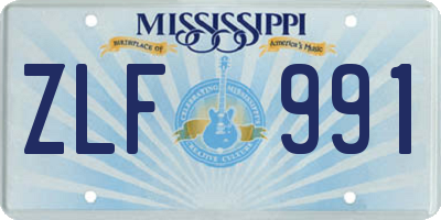 MS license plate ZLF991