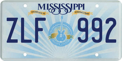 MS license plate ZLF992