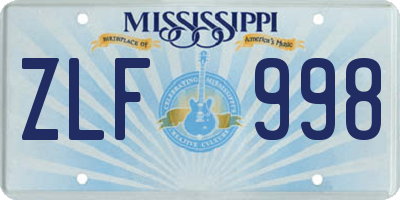 MS license plate ZLF998