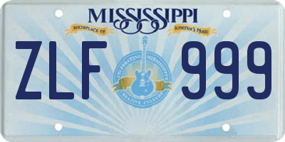 MS license plate ZLF999