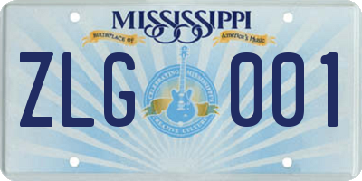 MS license plate ZLG001