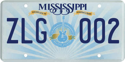 MS license plate ZLG002