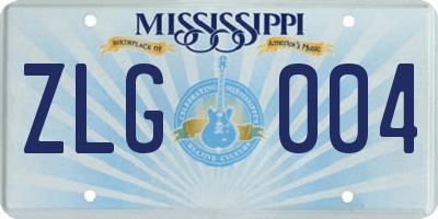 MS license plate ZLG004