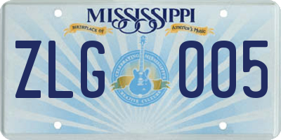 MS license plate ZLG005
