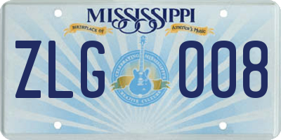 MS license plate ZLG008