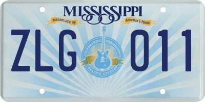 MS license plate ZLG011