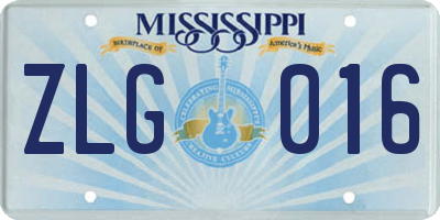 MS license plate ZLG016