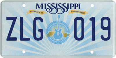 MS license plate ZLG019