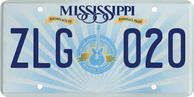 MS license plate ZLG020