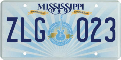 MS license plate ZLG023