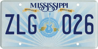 MS license plate ZLG026