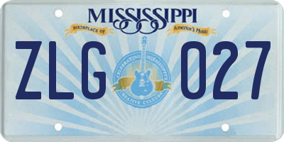 MS license plate ZLG027