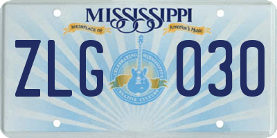 MS license plate ZLG030