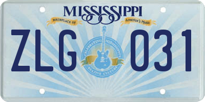 MS license plate ZLG031