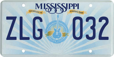 MS license plate ZLG032