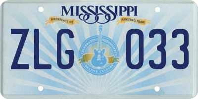 MS license plate ZLG033