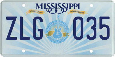 MS license plate ZLG035