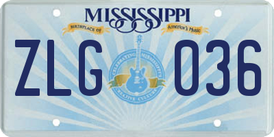 MS license plate ZLG036