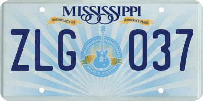 MS license plate ZLG037