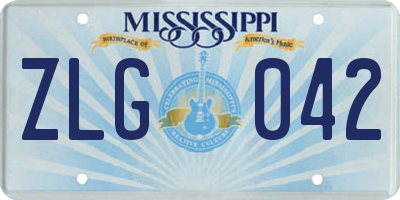 MS license plate ZLG042