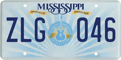 MS license plate ZLG046