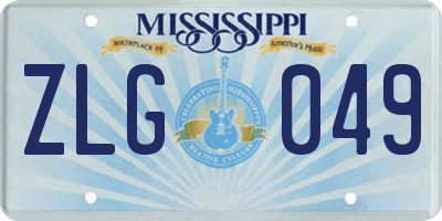 MS license plate ZLG049