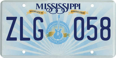 MS license plate ZLG058