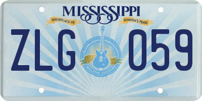 MS license plate ZLG059