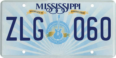 MS license plate ZLG060