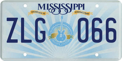 MS license plate ZLG066