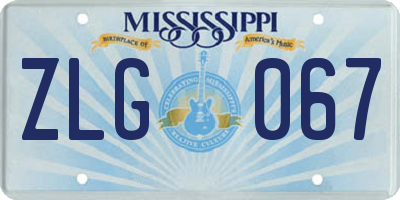 MS license plate ZLG067