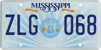 MS license plate ZLG068