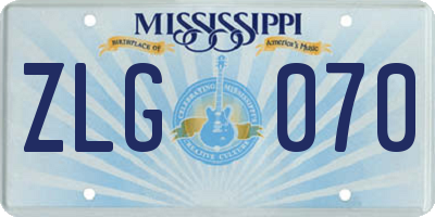 MS license plate ZLG070