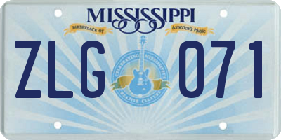 MS license plate ZLG071